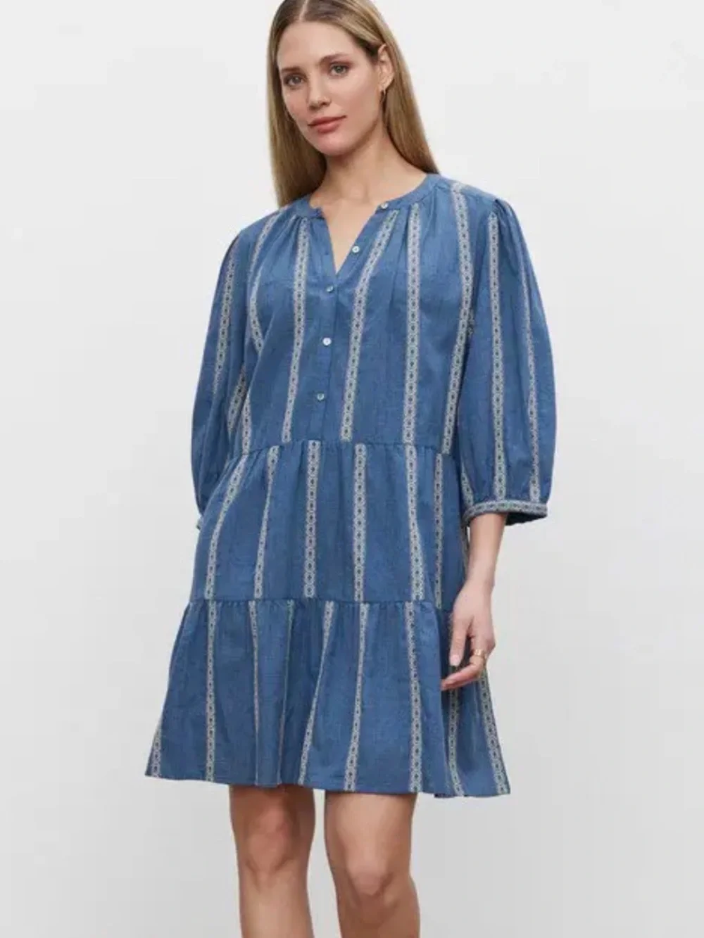 Velvet By Graham & Spencer Kaitlyn‎ Jacquard Cotton Blend Minidress Size Medium